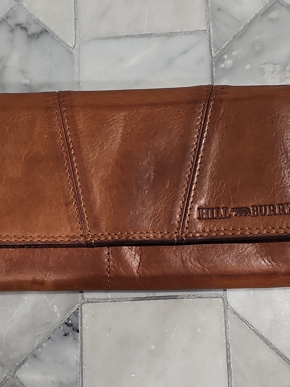 Hill Burry Leather Clutch Wallet - Brown